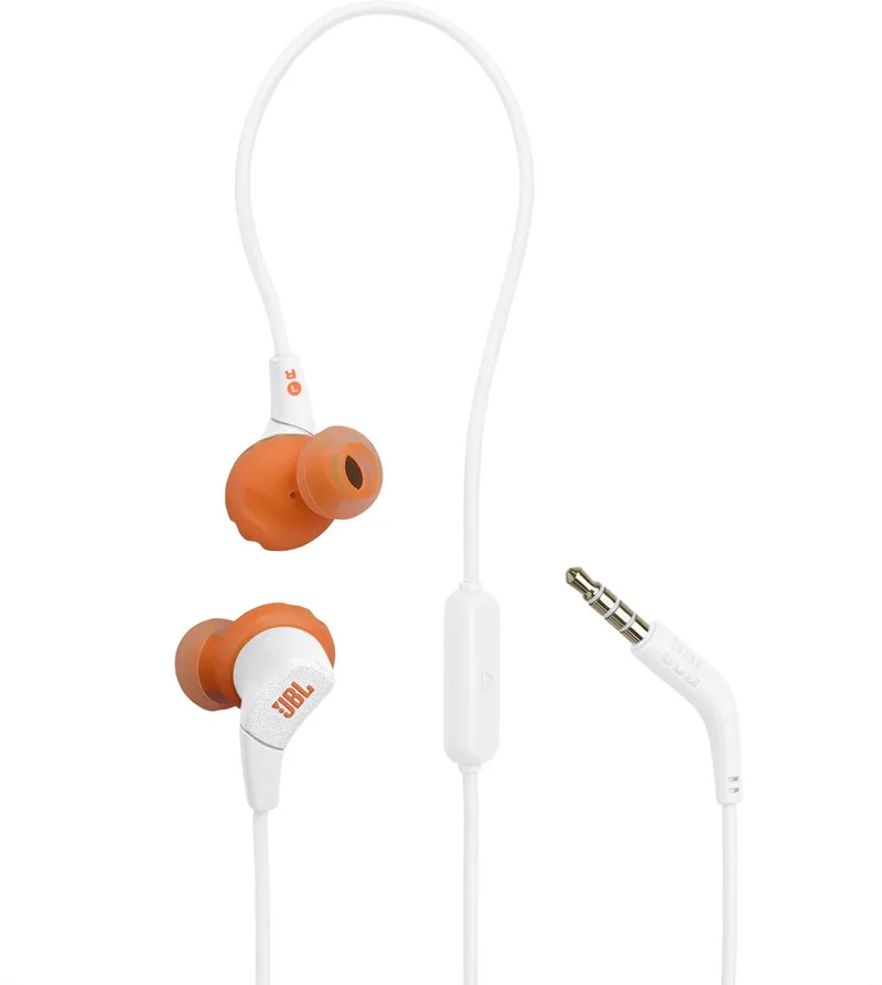 Endurance Run 3 - Bedrade Sport Oordopjes - In-ear met FlipHook & TwistLock - Oortjes - 3.5 mm Koptelefoon Aansluiting - IP65 - Hardlopen & Fitness by JBL in White – product photo
