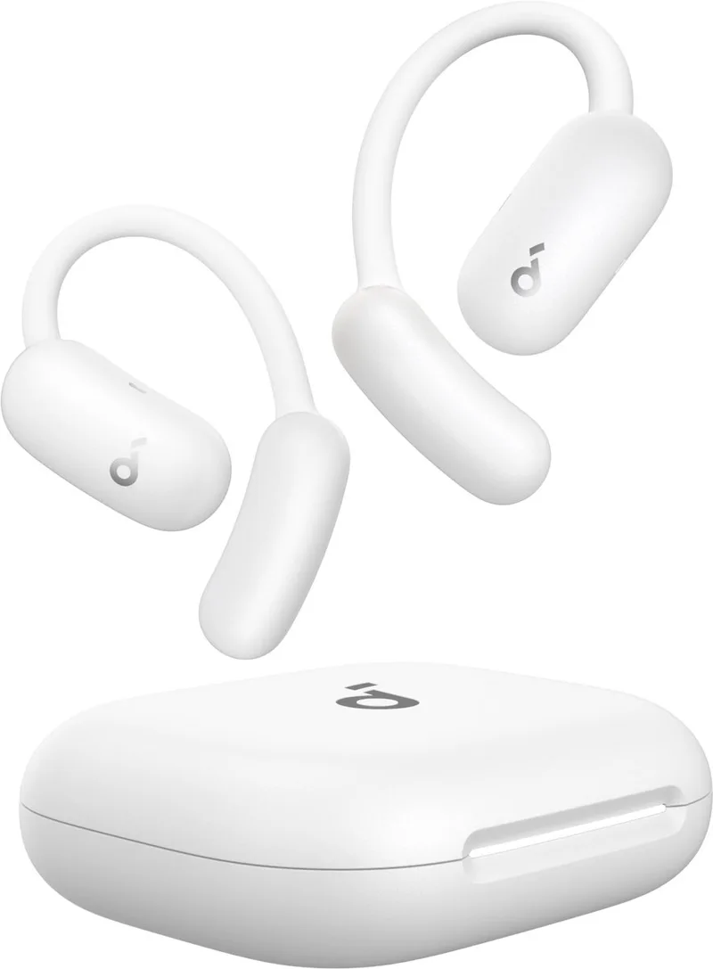 AeroFit 2 by Anker - Open-ear oordopjes - Niet-intrusief ontwerp - Verstelbaar comfort - Goede pasvorm - Rijke bas - Hi-res audio - 42 uur afspeeltijd - Bluetooth 5.4 - Draadloos opladen - IP55 - Open-ear earbuds by Soundcore in White – product photo 1 of 2