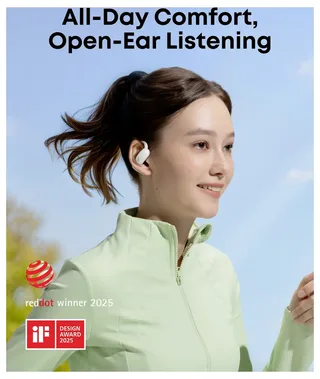 AeroFit 2 by Anker - Open-ear oordopjes - Niet-intrusief ontwerp - Verstelbaar comfort - Goede pasvorm - Rijke bas - Hi-res audio - 42 uur afspeeltijd - Bluetooth 5.4 - Draadloos opladen - IP55 - Open-ear earbuds by Soundcore in White – product photo 2 of 2