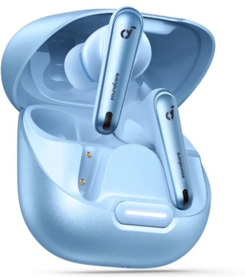 Liberty 4 NC - Wireless Noise Cancelling Earbuds (Light Blauw) - 98.5% Noise Reduction - draadloze oordopjes- Adaptive Noise Cancelling to Ears and Environment - Hi-Res Sound - 50H Battery von Soundcore in Light. Blauw – Produktfoto