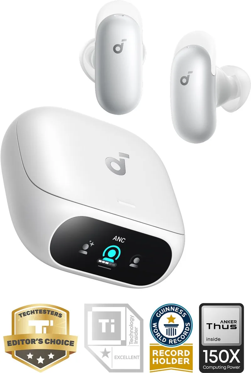 Liberty 5 Pro by Anker - Anker Thus Al Chip - Kristalheldere Gesprekken - Noise Cancelling Oordopjes - Draadloze Oordopjes - ANC Met 6-5 U/28 U:Speeltijd - Snelladen - Draadloos Opladen van Soundcore in Wit – productfoto