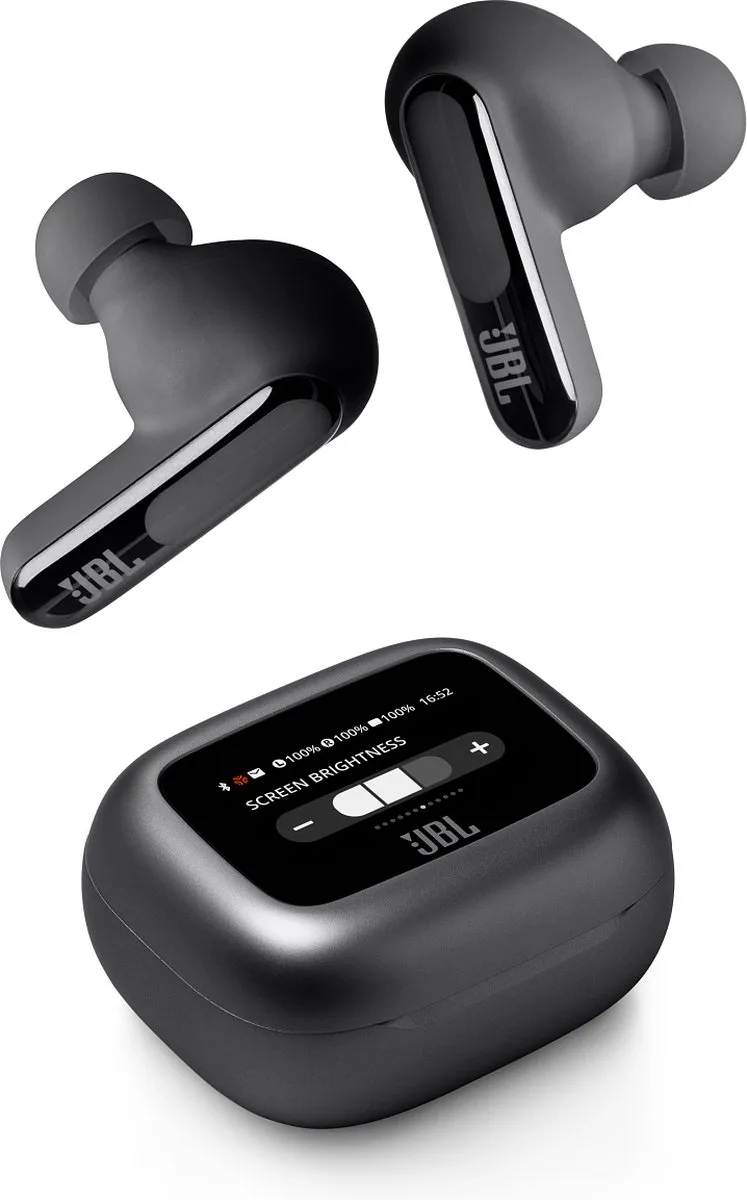 Live Beam 3 - Draadloze Noise Cancelling Oordopjes - Oortjes Draadloos - Smart Charging Case met Display - Bluetooth - Stick Design - 48 uur batterij by JBL in Black – product photo