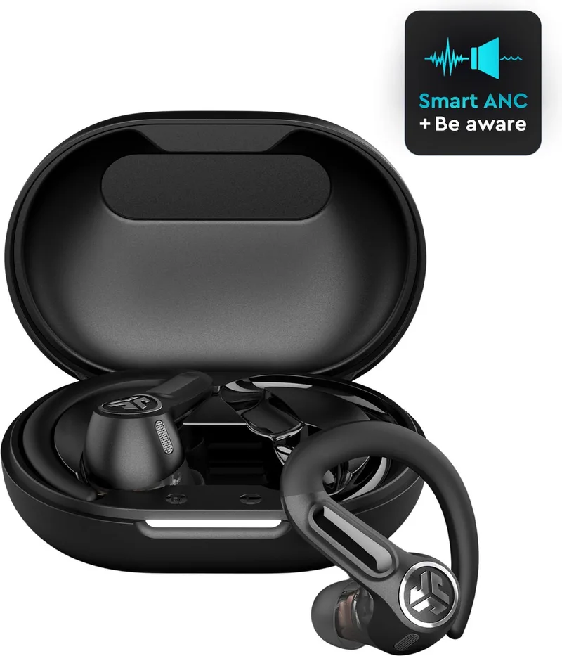 Epic Sport ANC 3 Draadloze Oordopjes - Oortjes Draadloos – LDAC audio - Hybrid Active Noise Cancelling - 56 uur Batterijduur - IP66 Waterbestendig - Aanpasbare EQ3 instellingen - Bluetooth Multipoint - Hardlopen by JLab in Black – product photo
