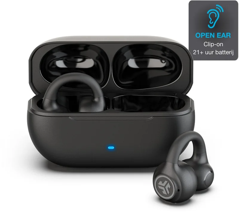 Flex Sport Draadloze Oordopjes - Bluetooth Oortjes Draadloos - 21 uur Batterijduur - IPX4 Waterbestendig - Open Ear Clip on Design - Aanpasbare EQ3 - Sport Oortjes Hardlopen - Fitness van JLab in Zwart – productfoto