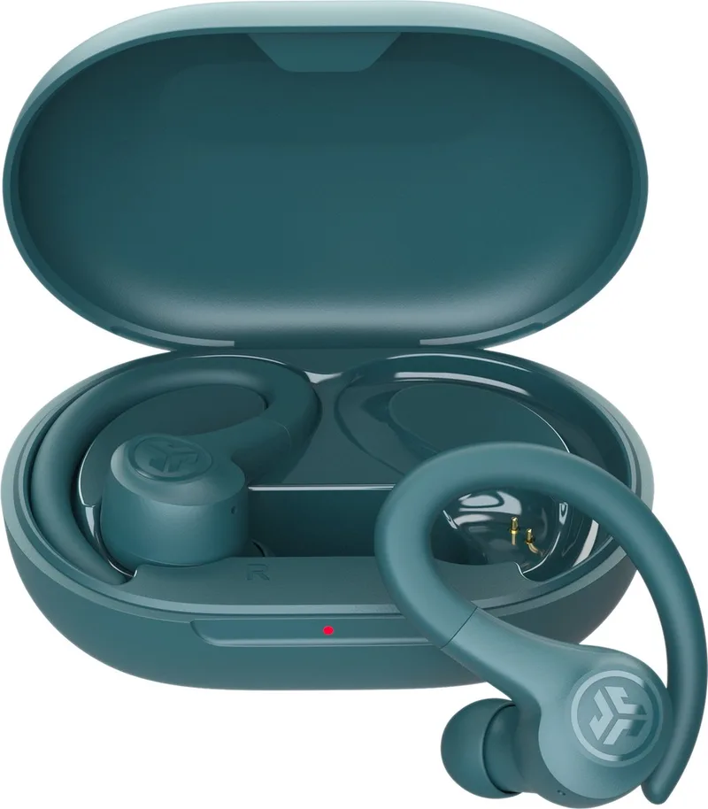 Go Sport Draadloze Oordopjes - Sport Oortjes Draadloos - 35 uur Batterijduur - Bluetooth - Oorhaak - IP55 Zweet- & Waterbestendig - Hardlopen - Teal by JLab in Green – product photo