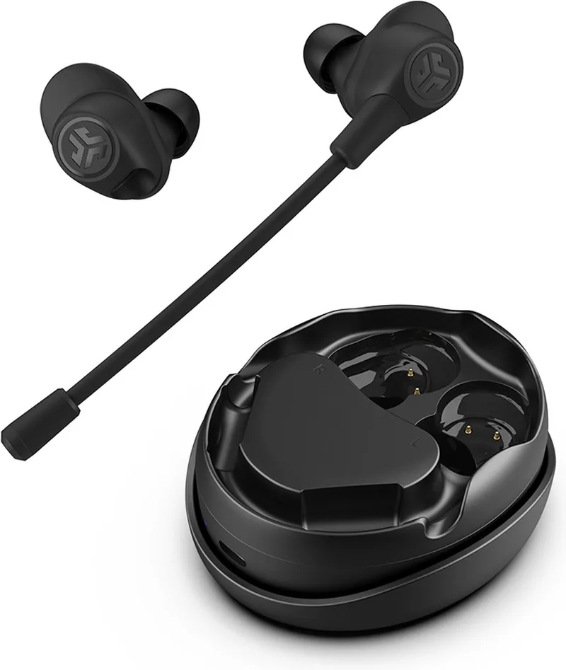 Work Buds Draadloze Oordopjes - Bluetooth Oortjes - Afneembare Boommicrofoon - 55+ uur afspeeltijd - USB Type-C Oplaaddock by JLab in Black – product photo