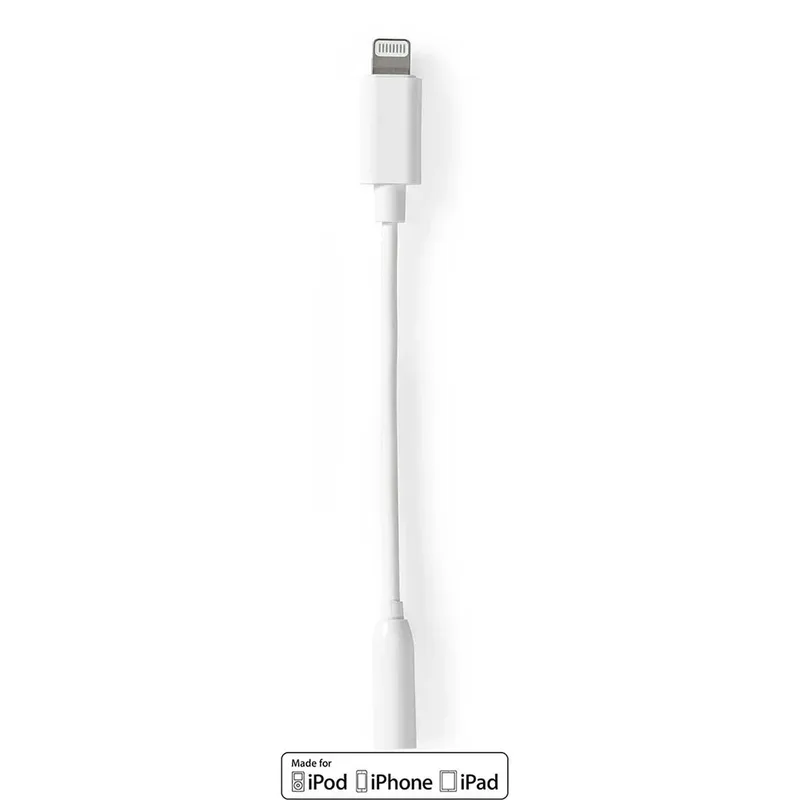 audio cable - Lightning / audio - 10 cm von Nedis in Weiß – Produktfoto 1 von 3