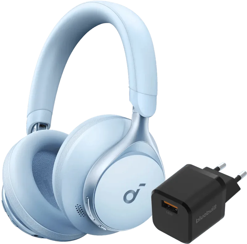 Space One Blauw + BlueBuilt Quick Charge Oplader met Usb A Poort 18W Zwart by Soundcore – product photo