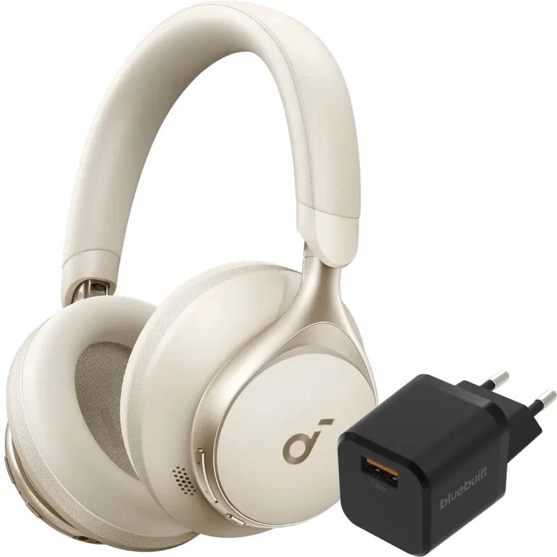 Space One Crème + BlueBuilt Quick Charge Oplader met Usb A Poort 18W Zwart by Soundcore – product photo