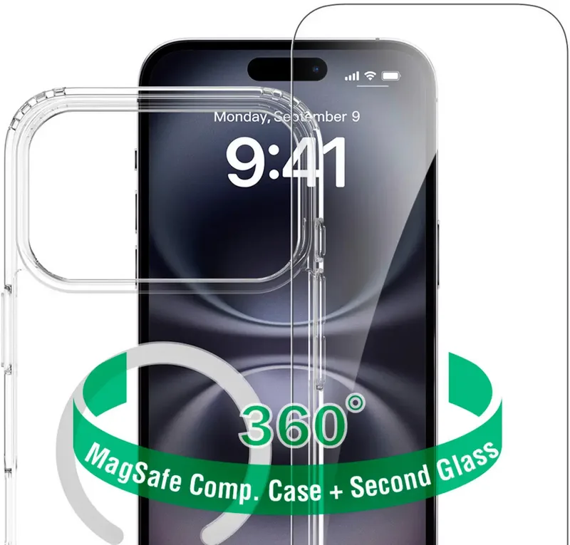 4Smarts 360° Premium Protection Hülle + Schutzglas Set Apple iPhone 18 Pro Max, iPhone 17 Pro Max Transparent Induktives Laden 541908 från 4smarts – produktbild