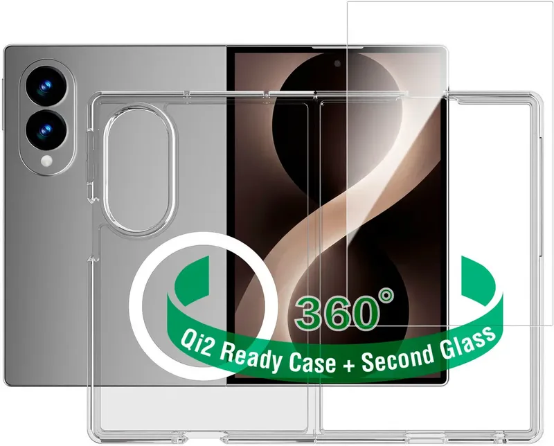 4Smarts 360° Protection Se Hülle + Schutzglas Set Samsung Galaxy Z Fold8 Transparent Induktives Laden 541877 från 4smarts – produktbild