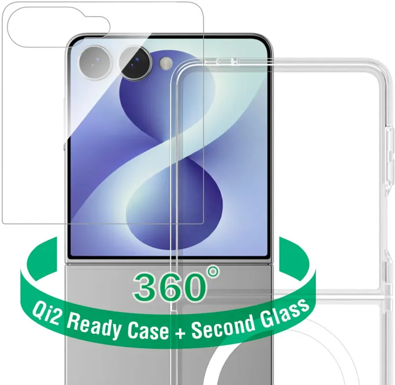 4Smarts 360° Protection Set Hülle + Schutzglas Set Samsung Galaxy Z Flip8 Transparent Induktives Laden 541872 by 4smarts – product photo