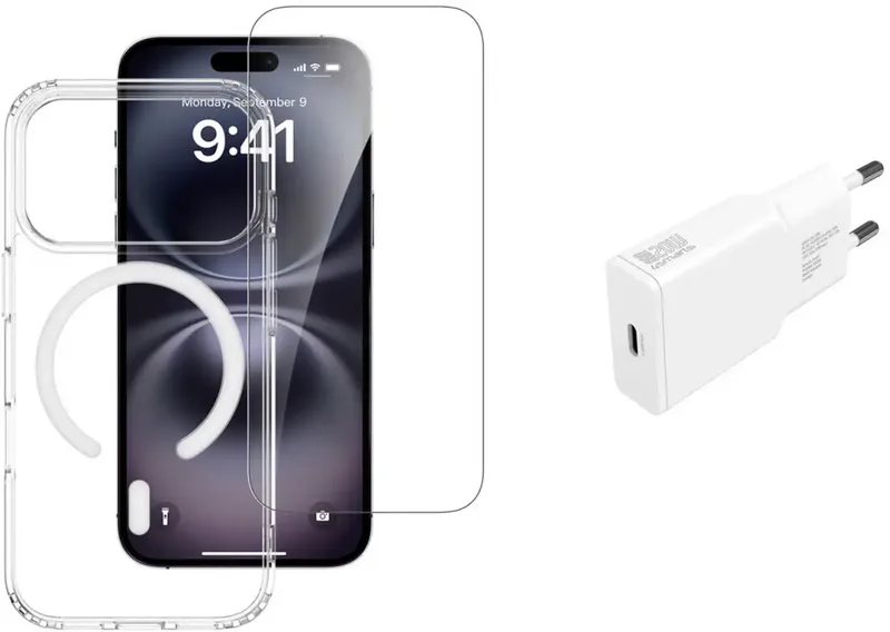 4Smarts 3in1 Premium Starter Set Hülle + Schutzglas + Ladegerät Set Apple iPhone 17 Pro Transparent Induktives Laden 541558; 4S541558 by 4smarts – product photo