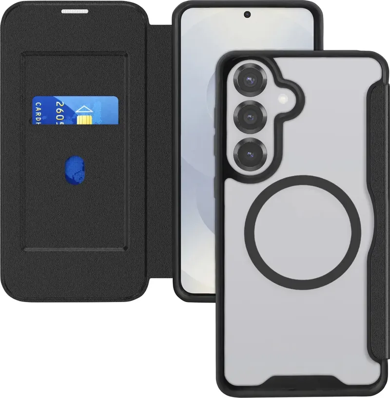 Booklet Samsung Galaxy S26+ Zwart, Transparant Inductieve lading de 4smarts en Noir, Transparent – photo produit