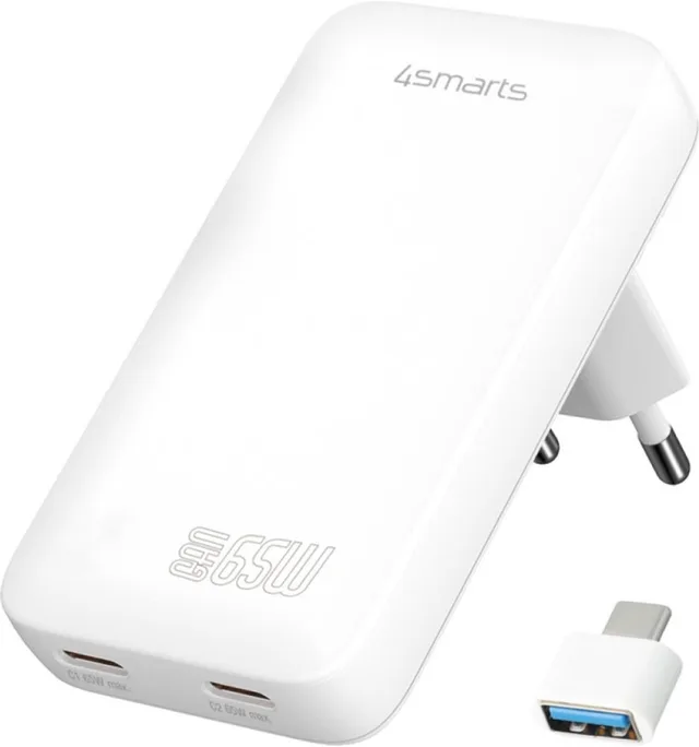 FlatPlug 65W Power Delivery Dual Quick Charge USB-C Oplader