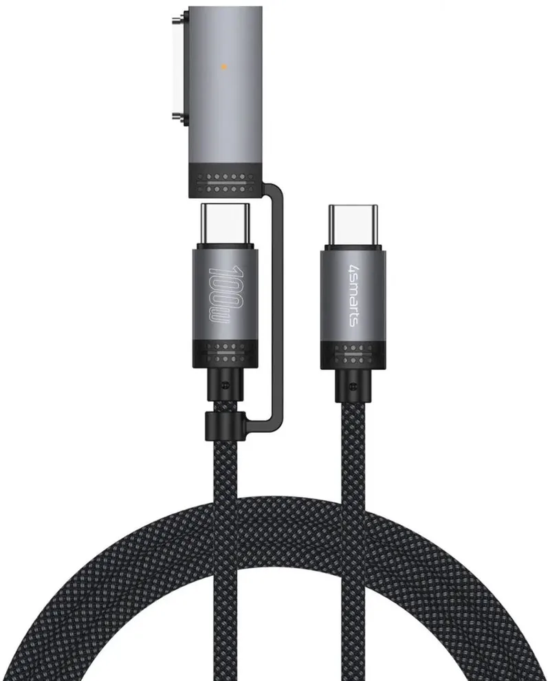 MagSafe 3 Adapter en USB-C naar USB-C Kabel 100W 2M von 4smarts in Schwarz – Produktfoto