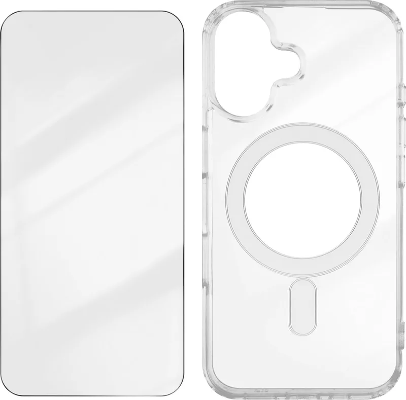 MagSafe Geschikt voor Apple iPhone 16 schokbestendig met 9H gehard glas fra 4smarts i Gennemsigtig – produktbillede