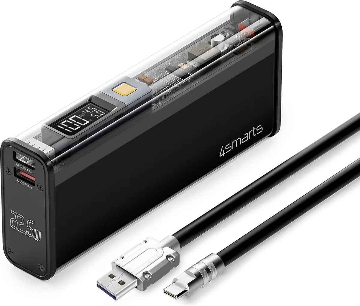 Powerbank 18.000 mAh met PD en QC 22.5W Digitale Display från 4smarts i Svart – produktbild
