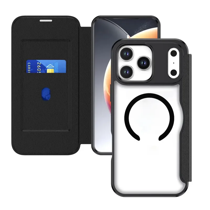 Urban Pro Flipcase Booklet Apple iPhone 17 Pro Max Schwarz, Transparent Induktives Laden 541777 by 4smarts – product photo
