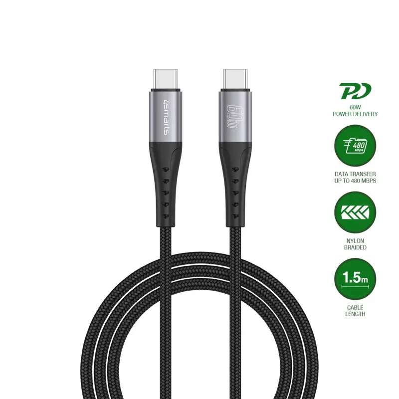 USB-C® Kabel USB-C® 1.5 m Schwarz 541454 de 4smarts – photo produit