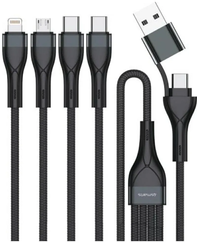 USB-C/USB-A Kabel - 4w1 - 1.2m från 4smarts i Svart – produktbild