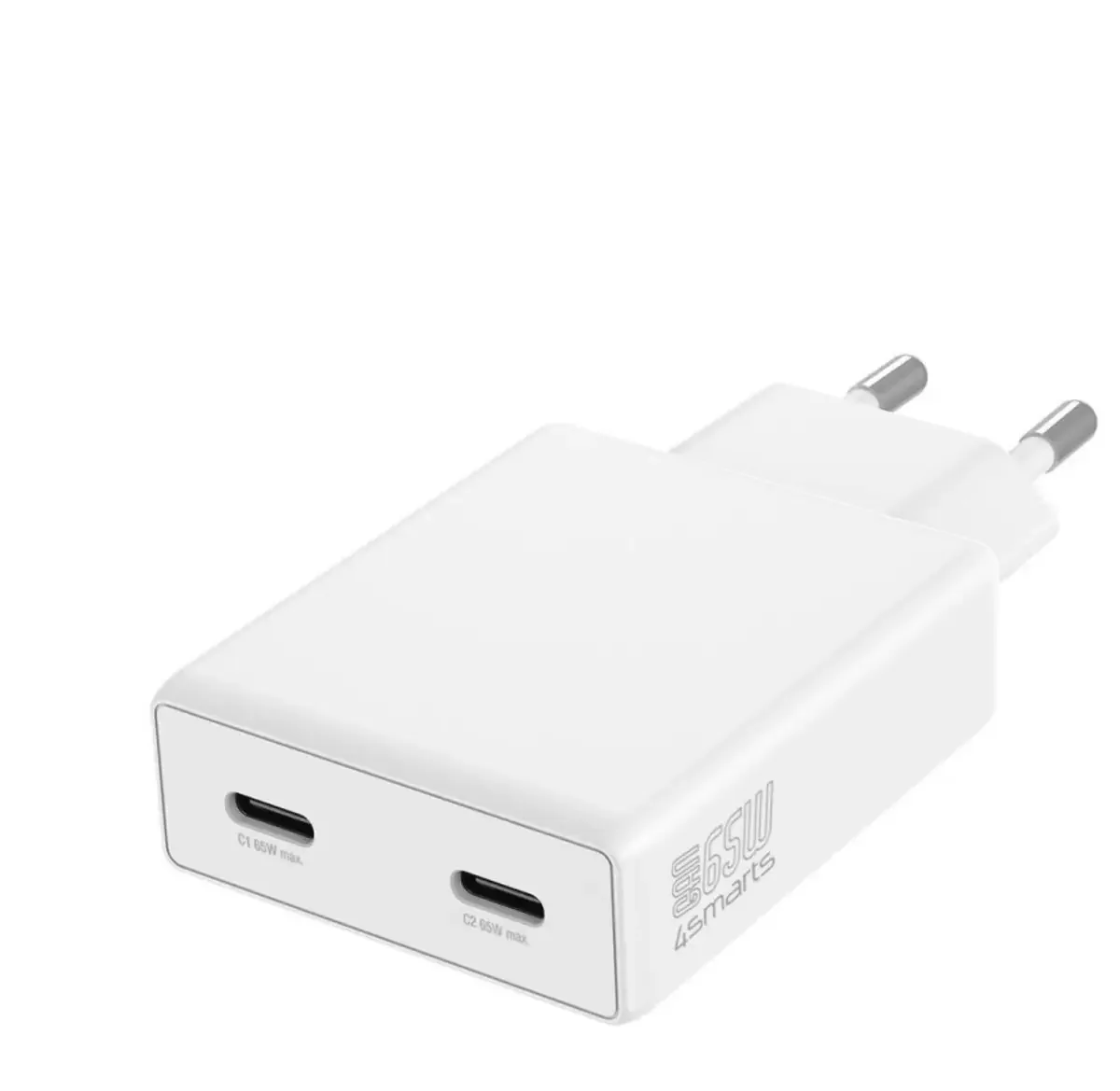 USB Ladegerät 65 W 2x USB-C® USB PD Weiß Innenbereich GaN, USB Power Delivery (USB-PD) från 4smarts – produktbild