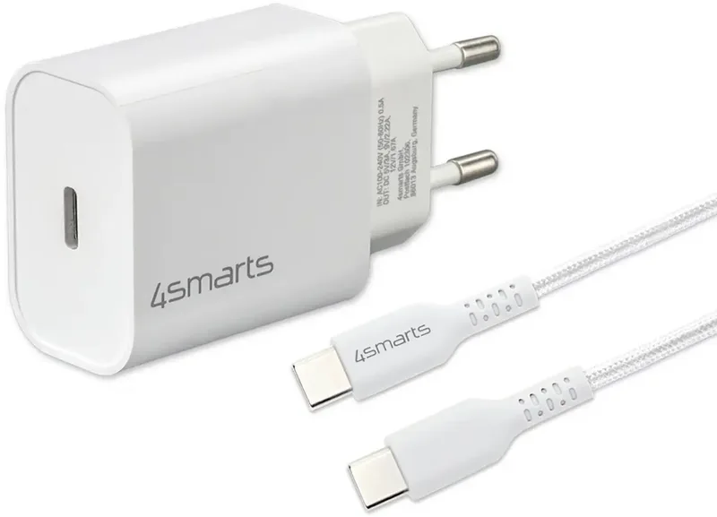 USB-oplader 20 W USB-C USB PD Binnen, Thuis USB Power Delivery (USB-PD) de 4smarts en Blanc – photo produit