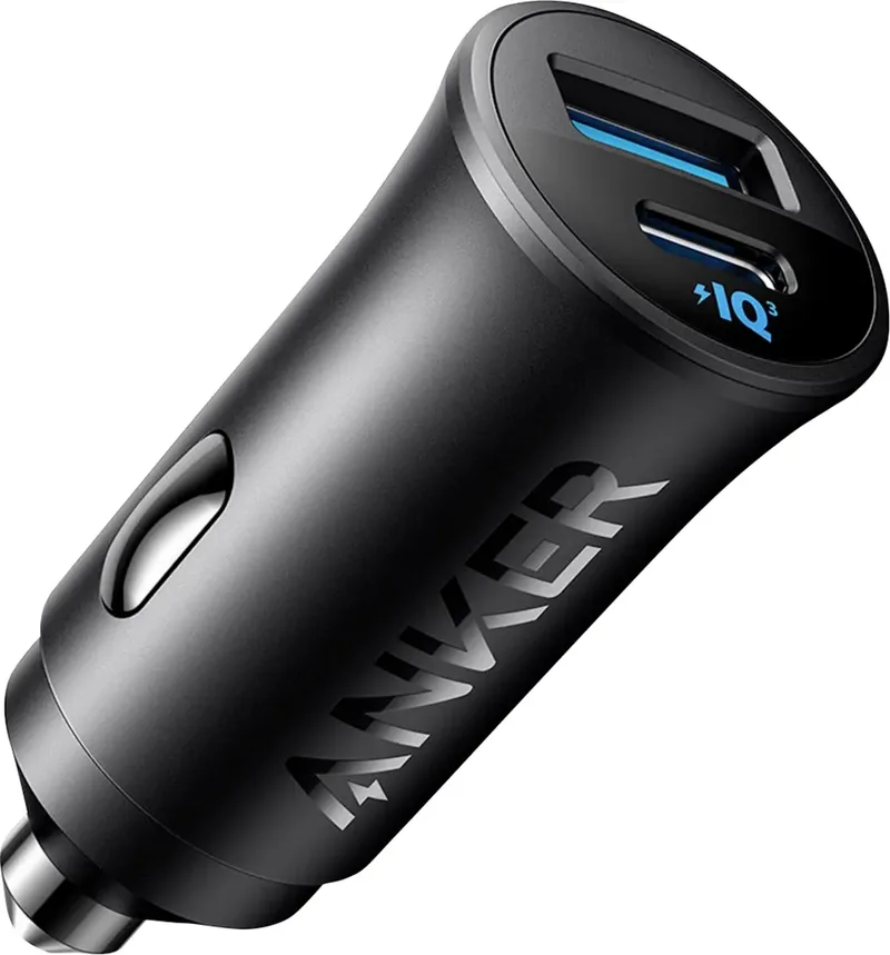 Car Charger Autolader 30 W USB-A-bus, USB-C bus van Anker in Zwart – productfoto