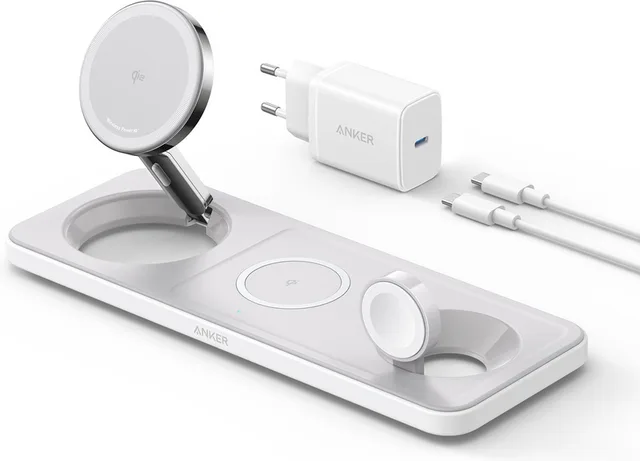 MagGo 3-in-1 Draadloos Oplaadstation - Qi2-gecertificeerd - 15W Draadloze Oplader voor telefoons, oordopjes en smartwatches - Inklapbaar en Draagbaar