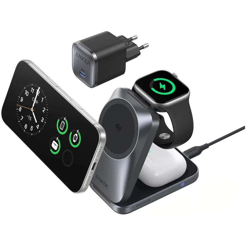 MagGo Wireless Charger Cooling (25W Foldable 3-in-1) Oplader Zwart van Anker – productfoto