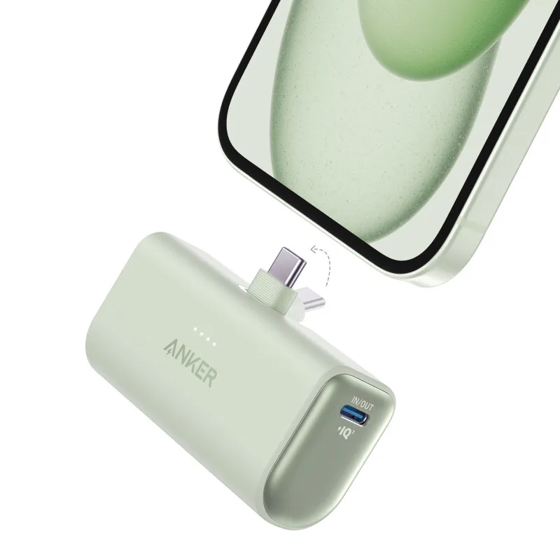 nano powerbank (22,5 W, ingebouwde USB-C-aansluiting) UN green by Anker – product photo