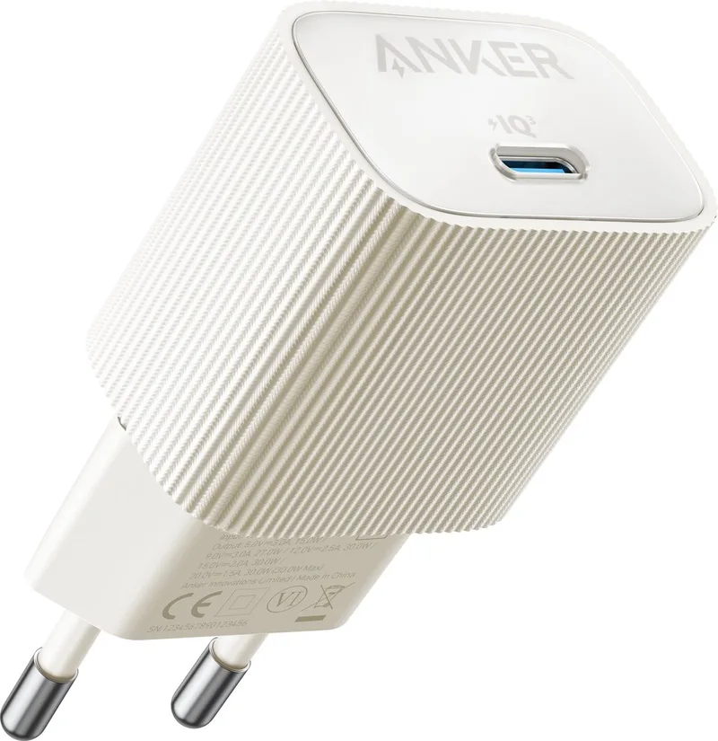Powerport Nano 4 - Duurzame USB-C Lader - GaN Fast Charge 30W by Anker in White – product photo