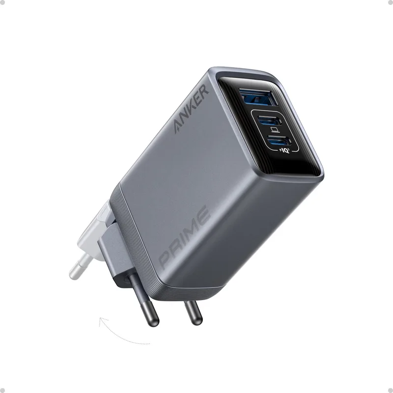 Prime oplader 100 W USB-C-oplader - 3-poorts GaN opvouwbare en compacte Anker wandlader de Anker en Argent – photo produit