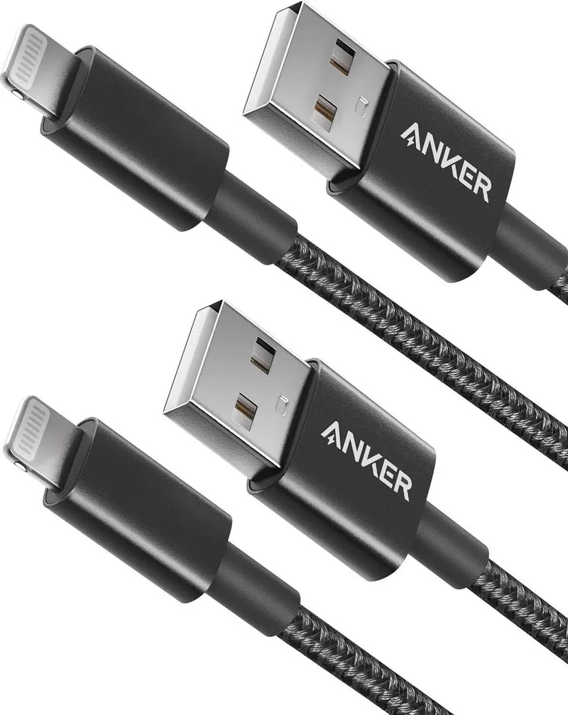 USB-A naar Lightning Oplaadkabel voor iPhone - 1,8 m - 2 Stuks - MFi - Zwart de Anker en Gris – photo produit