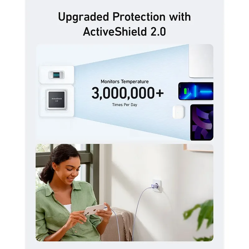 USB C GaN Charger 30W-511 Charger (Nano 3)-PIQ 3.0 PPS Fast Charger (Cable Not Included) fra Anker i Hvid – produktbillede 5 af 6