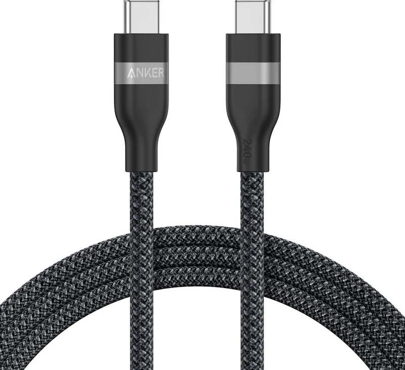 USB-C naar USB-C Kabel, 0.9m, 240W, Zacht Bio-gevlochten, Geschikt voor telefoons, laptops en meer från Anker i Svart – produktbild