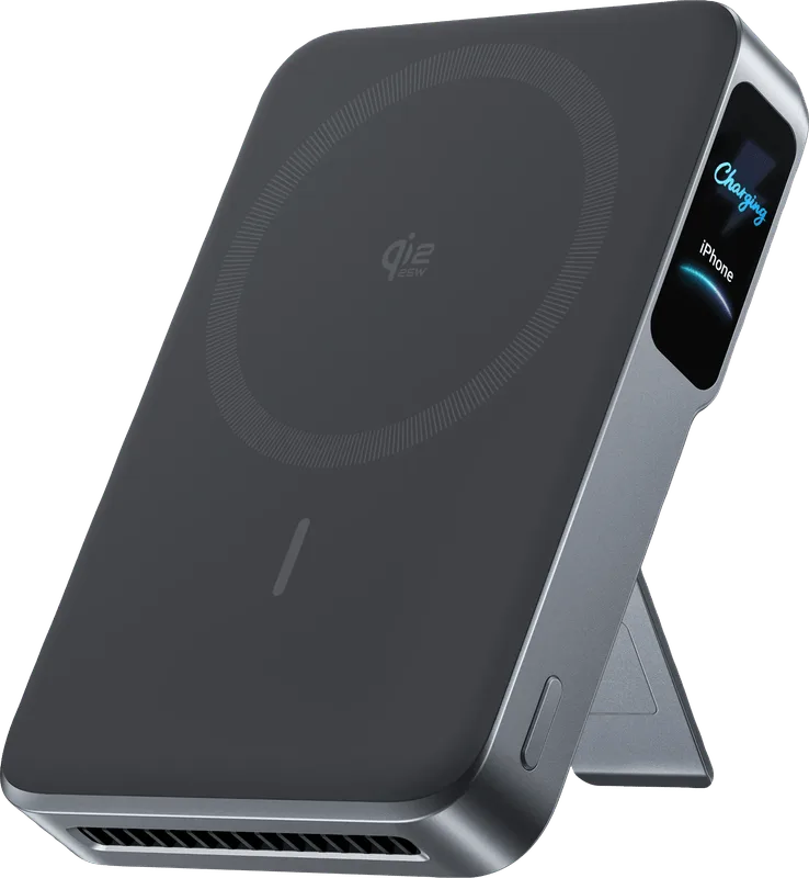 Draadloze Powerbank 10.000 mAh met MagSafe en Qi2 25W Grijs van Anker – productfoto