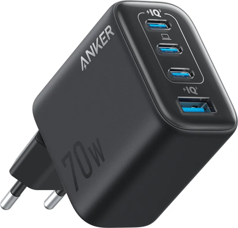 Zolo Oplader – 4-Poorts Voedingsadapter Met Supersnelle 70 W, Compact En Stevig (Kabel Niet Inbegrepen) de Anker en Noir – photo produit