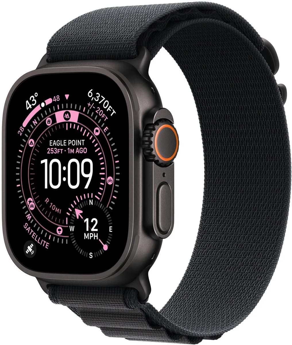 Alpine Loop Band voor de Apple Watch | 44/45/46/49 mm - Maat S - Black / Natural Titanium by Apple in Black – product photo