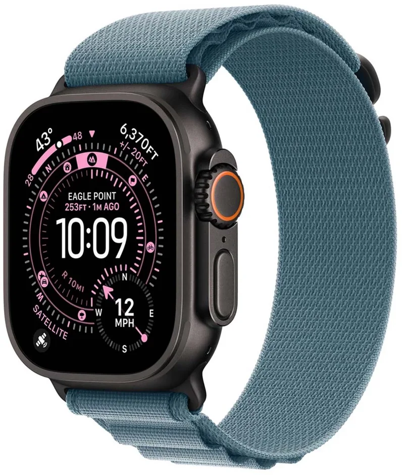 Alpine Loop Band voor de Apple Watch | 44/45/46/49 mm - Maat S - Light Blue / Black Titanium de Apple en Lichtblauw – S – photo produit