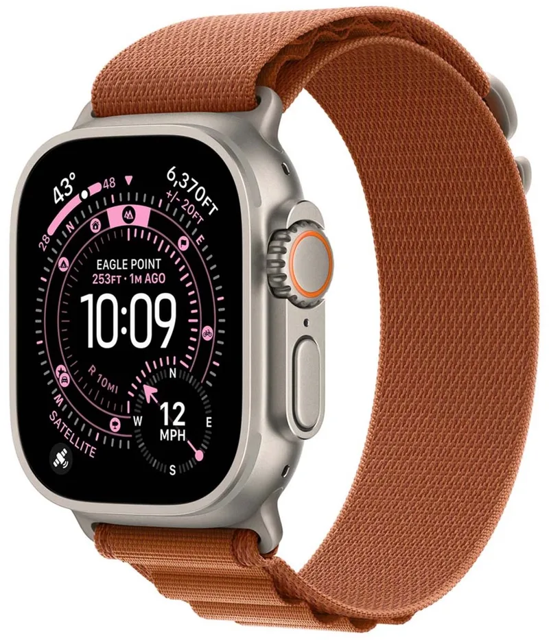 Alpine Loop Band voor de Apple Watch | 44/45/46/49 mm - Maat S - Terracotta / Black Titanium de Apple en Marron – photo produit