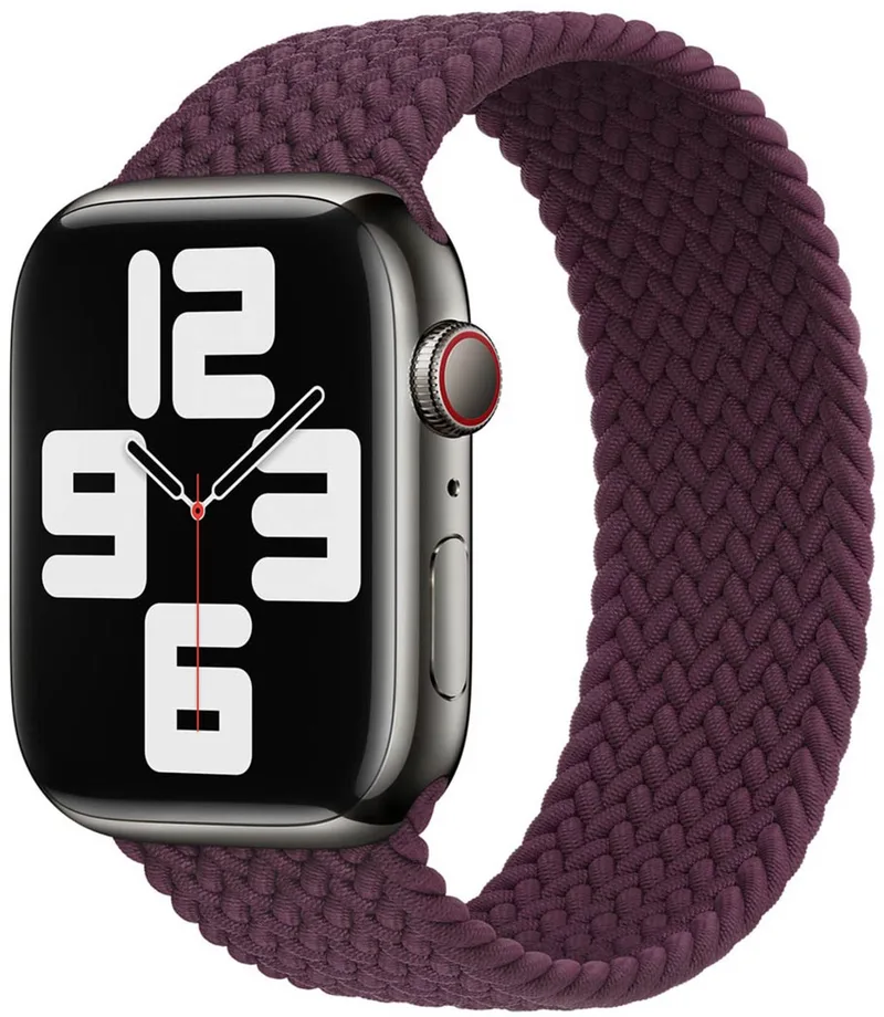 Gevlochten solobandje voor de Apple Watch | 38/40/41/42 mm - Maat 9 - Dark Cherry by Apple in Donkerrood, Size 9 (181 mm – 186 mm) – product photo