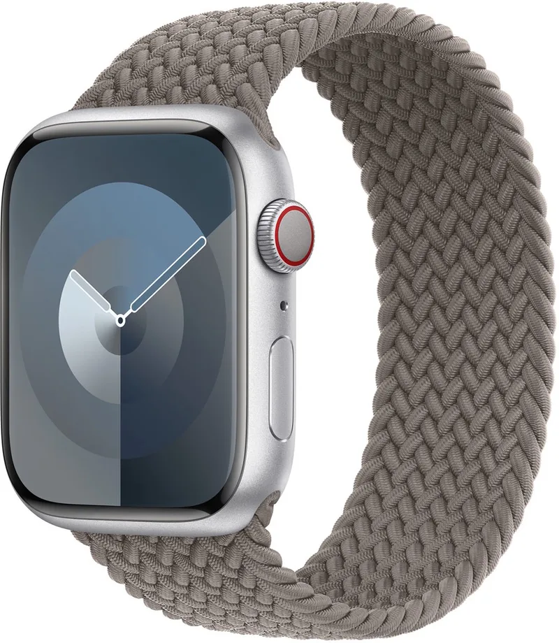 Gevlochten solobandje voor de Apple Watch | 38/40/41/42 mm - Maat 1 - Clay by Apple in Grey, Size 1 (133 mm – 138 mm) – product photo