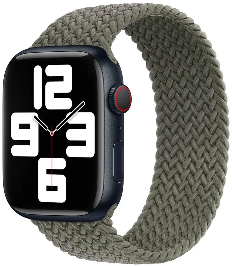 Gevlochten solobandje voor de Apple Watch | 38/40/41/42 mm - Maat 9 - Olive by Apple in Green, Size 9 (181 mm – 186 mm) – product photo