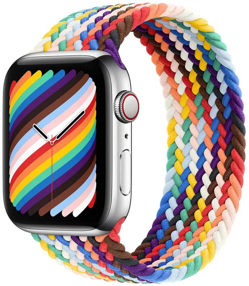 Gevlochten solobandje voor de Apple Watch | 38/40/41/42 mm - Maat 1 - Pride Edition by Apple in Pride Edition, Size 1 (133 mm – 138 mm) – product photo