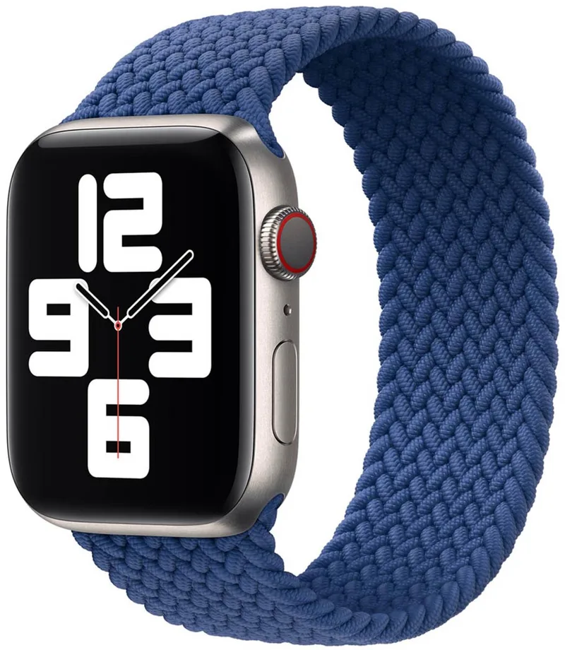 Gevlochten solobandje voor de Apple Watch | 38/40/41/42 mm - Maat 1 - Atlantic Blue fra Apple i Blå, Size 1 (133 mm – 138 mm) – produktbillede