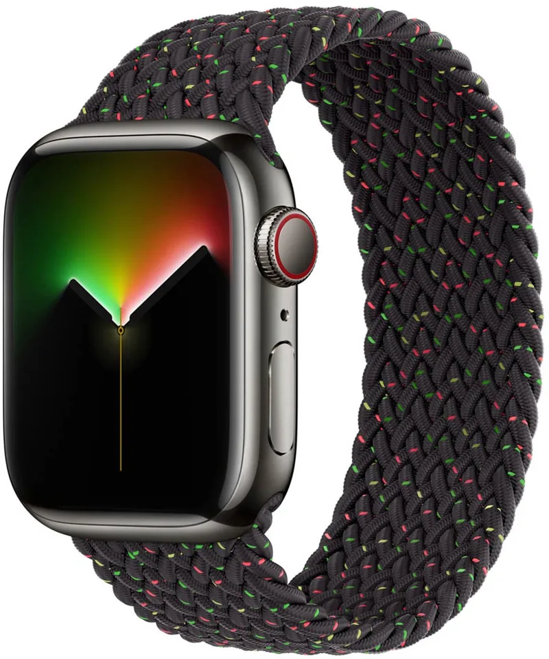 Gevlochten solobandje voor de Apple Watch | 38/40/41/42 mm - Maat 1 - Black Unity fra Apple i Sort, Size 1 (133 mm – 138 mm) – produktbillede