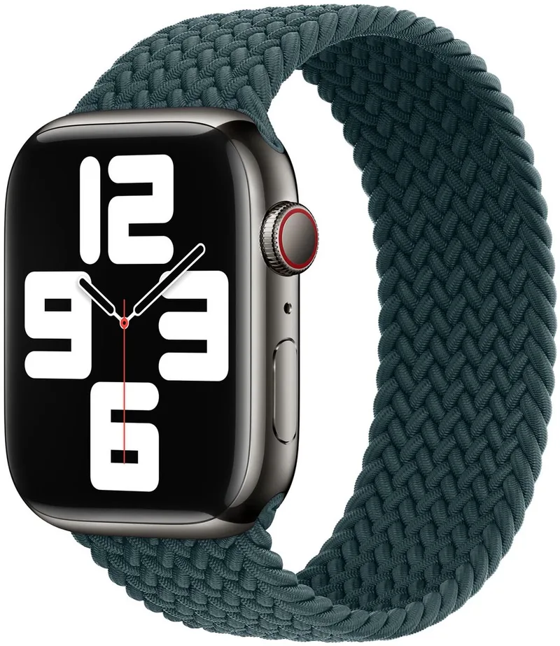 Gevlochten solobandje voor de Apple Watch | 38/40/41/42 mm - Maat 5 - Rainforest van Apple in Groen, Size 5 (157 mm – 162 mm) – productfoto