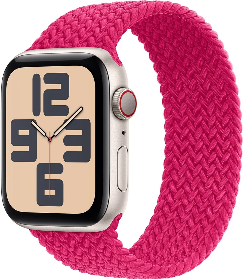 Gevlochten solobandje voor de Apple Watch | 38/40/41/42 mm - Maat 3 - Raspberry by Apple in Pink, Size 3 (145 mm – 150 mm) – product photo