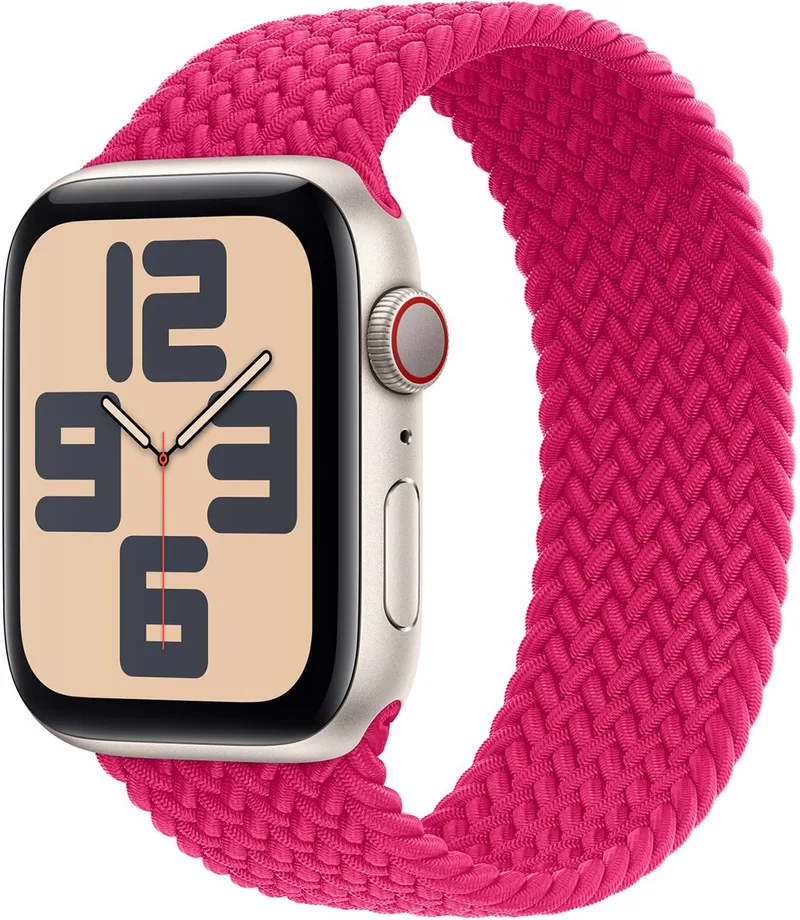 Gevlochten solobandje voor de Apple Watch | 38/40/41/42 mm - Maat 1 - Raspberry by Apple in Pink, Size 1 (133 mm – 138 mm) – product photo